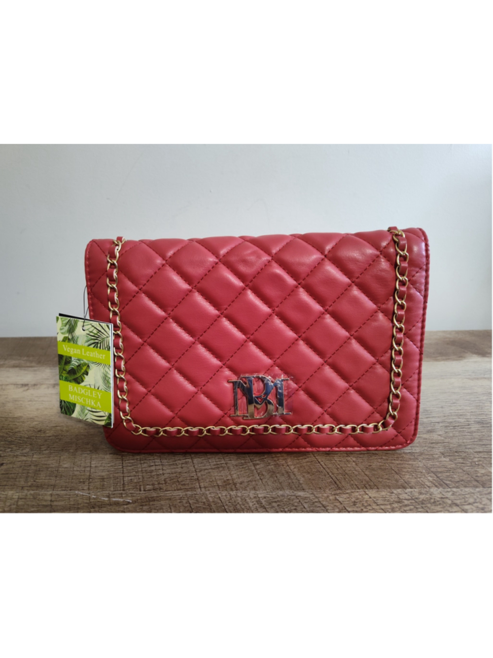 Women's Badgley Mischka Quilted Crossbody Bag, One Size, Red and Gold